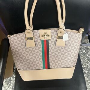 Elegant Beige and Multicolor Tote Bag